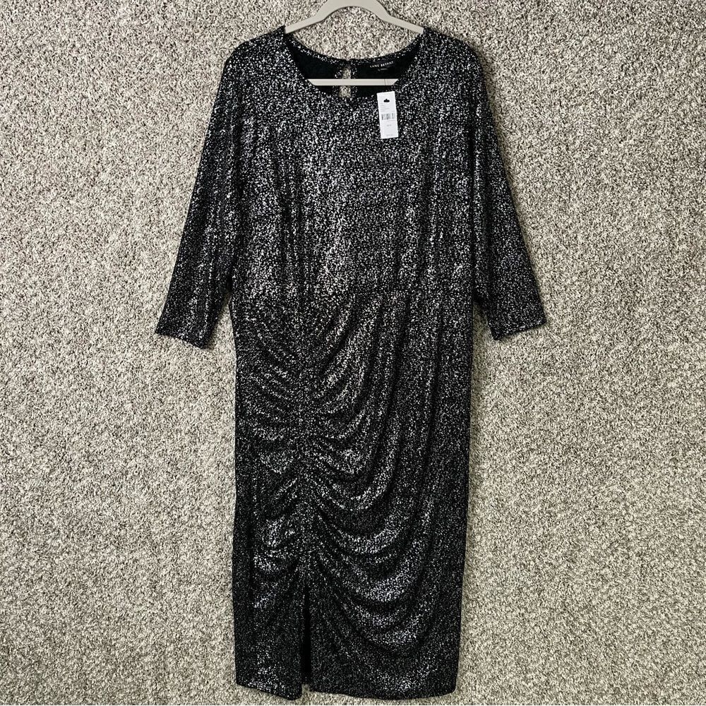 Lane Bryant Black and Silver Midi Dress
